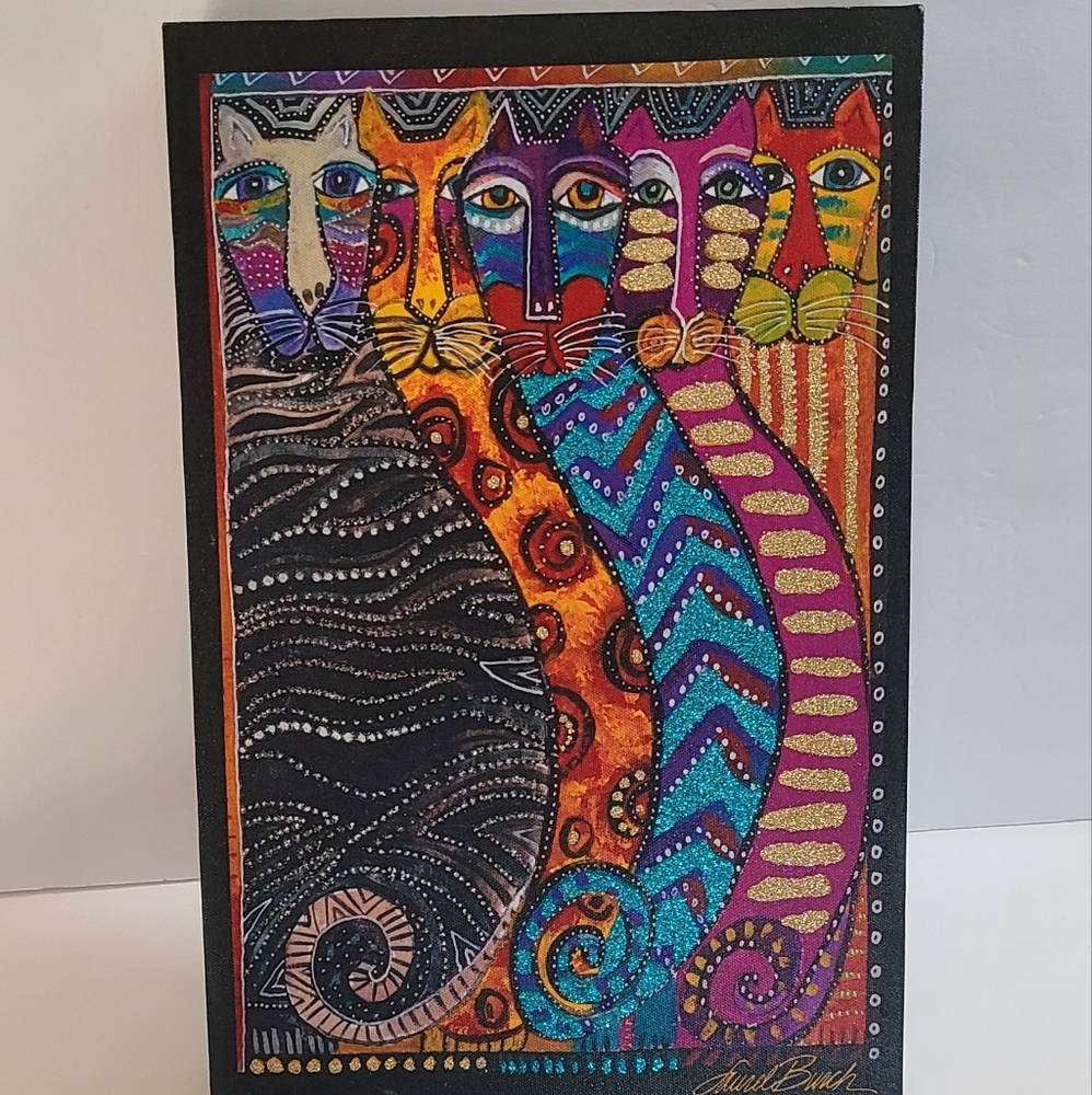 Laurel Burch Canvas Gatos Fantasticos Cat 10x15 Wall Art - Picture 9 of 9